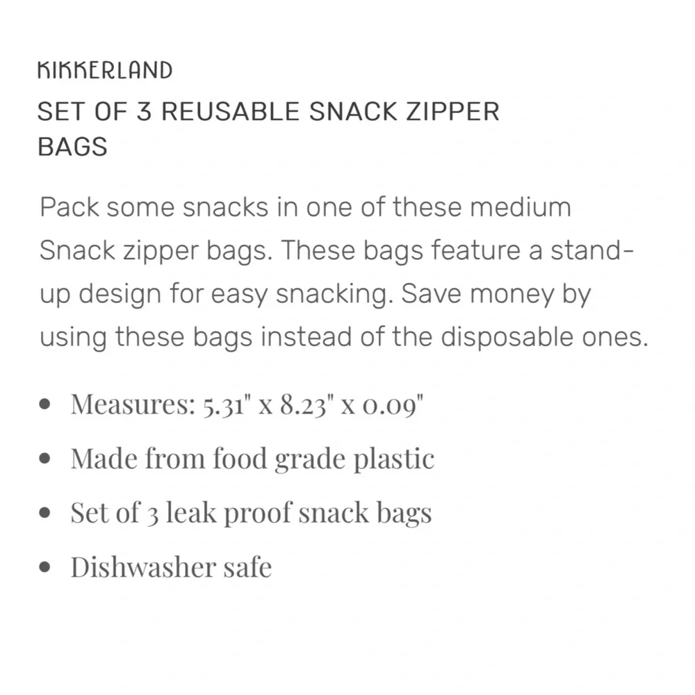 Kikkerland Reusable Snack Zipper Bags